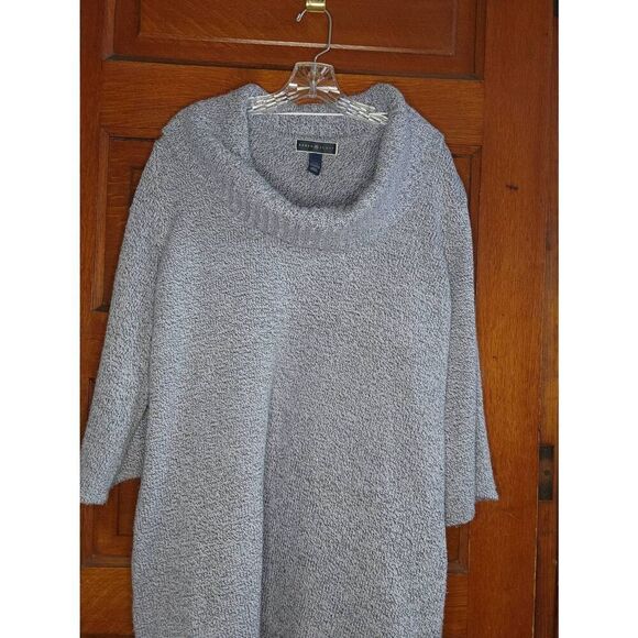 KAREN SCOTT BLUE GRAY COWL NECK TUNIC W 3/4 SLEEVE SIZE XXL. RO - Picture 1 of 3
